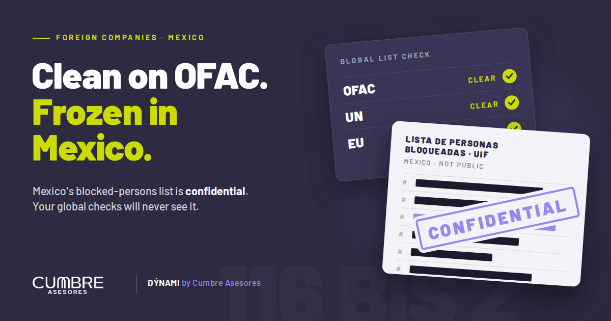 Clean on OFAC. Frozen in Mexico.